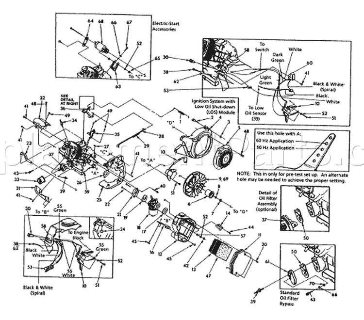 Page D Diagram and Parts List for 9861-0  Briggs and Stratton Generator